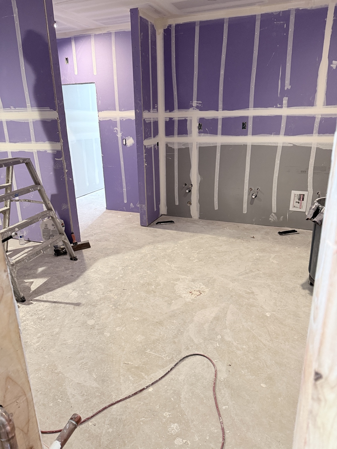 Drywall joints and corners finished in a residential interior